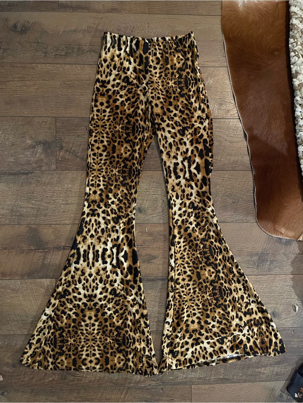 Leopard Print Flared Pants - Brown
